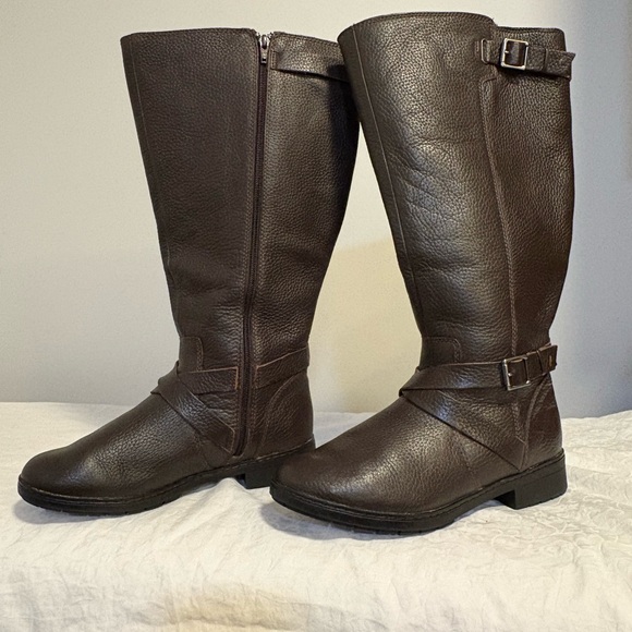 Clark’s Brown Leather Women’s Riding Boots Wide Calf - Picture 5 of 9